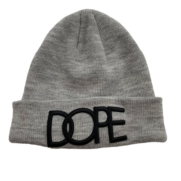DOPE Other - DOPE BEANIE HAT GRAY WITH BLACK LOGO